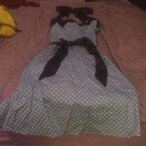 Polka blue and white bow tie dress